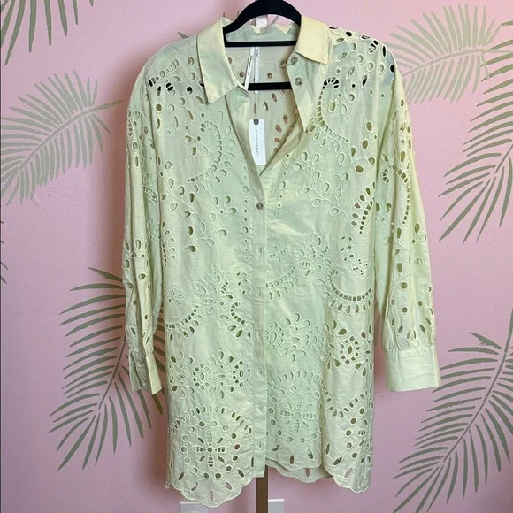 ANTHROPOLOGIE CUT OUT MINI SHIRT DRESS WITH LINING NWT SIZE SMALL - Picture 2 of 7